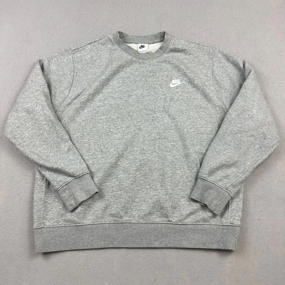Nike Sweatshirt Men Extra Large Gray Heather Crewneck Pullover Swoosh XL